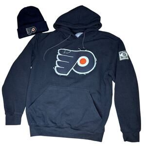 Philadelphia Flyers NHL Pullover Hoodie Unisex Large PLUS BONUS BEANIE HAT